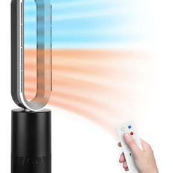 Simple Deluxe 34 Inch Bladeless Tower Fan with Remove, Heater and Fan Combo for Indoor Use, Cooling Oscillating Fan for Home Bedroom