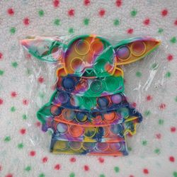 6.5" Yoda Red & Blue Orange Rainbow Swirl Tie Dye Pop Fidget Sensory Toy