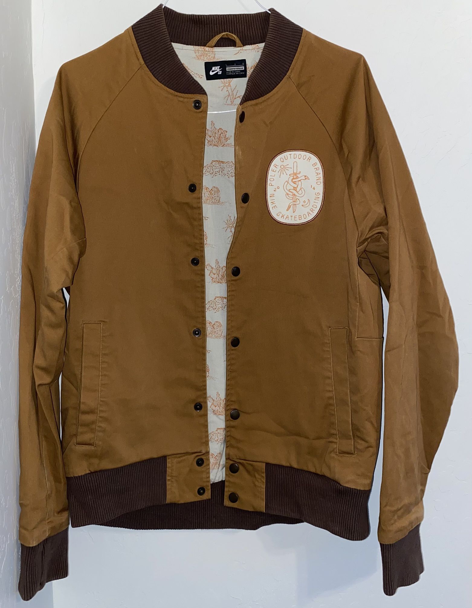 Nike SB x Poler Skateboarding brown bomber jacket Size Large Men’s