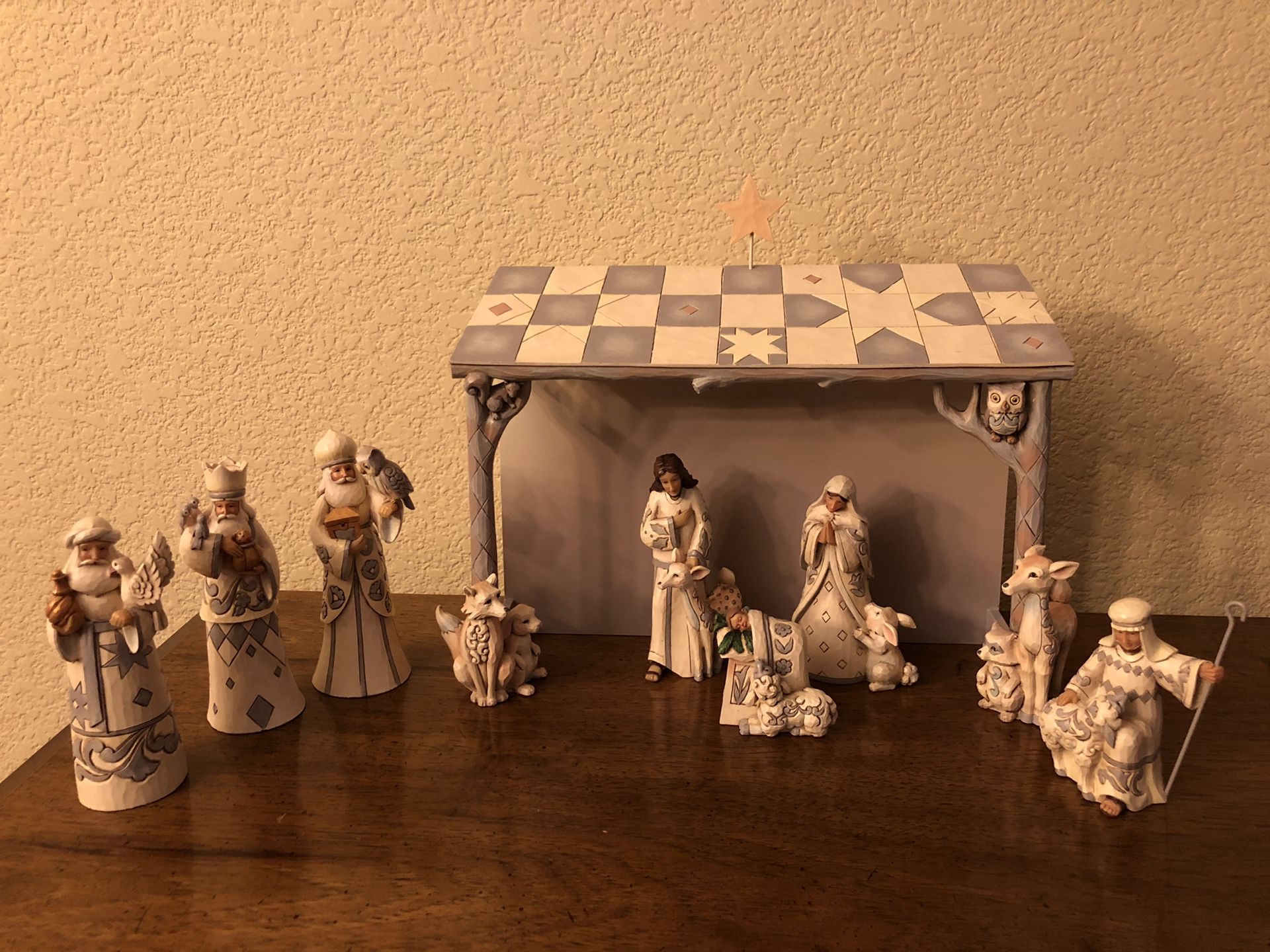 Jim Shore Heartwood Creek White Woodland Nativity 8 pc
