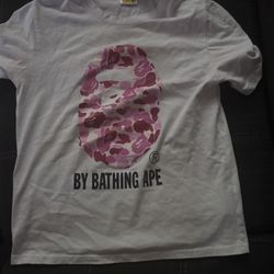 white and pink bape shirt 