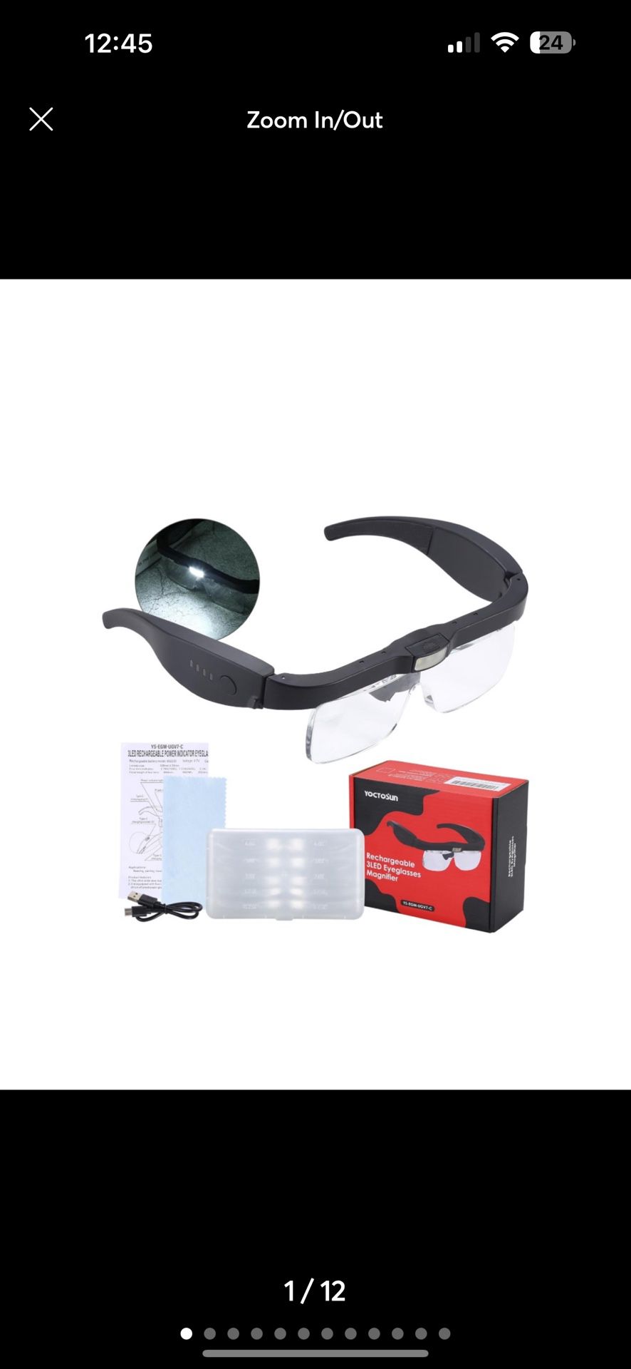 Head Magnifier Glasses with 3 LED Lights and Detachable Lenses 0.75X - 4x