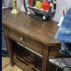 52” Long 17” Wide 29” High  Half Hexagon  Wall Table  Wooden With One Drawer 