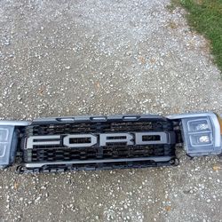 2021,2023 FORD F-150 RAPTOR SET OF HEADLIGHT AND GRILL + SHUTTER 