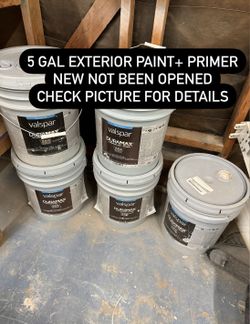 new 5 gal exterior paint+primer, check pic for detail