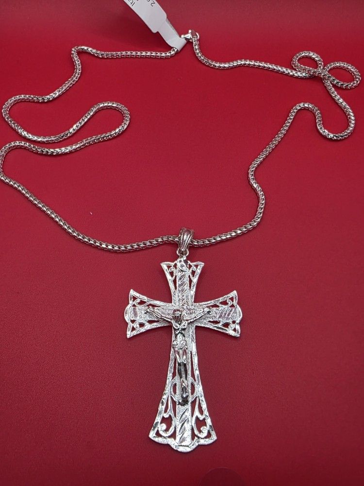 925 Sterling Silver Franco W/ Cross