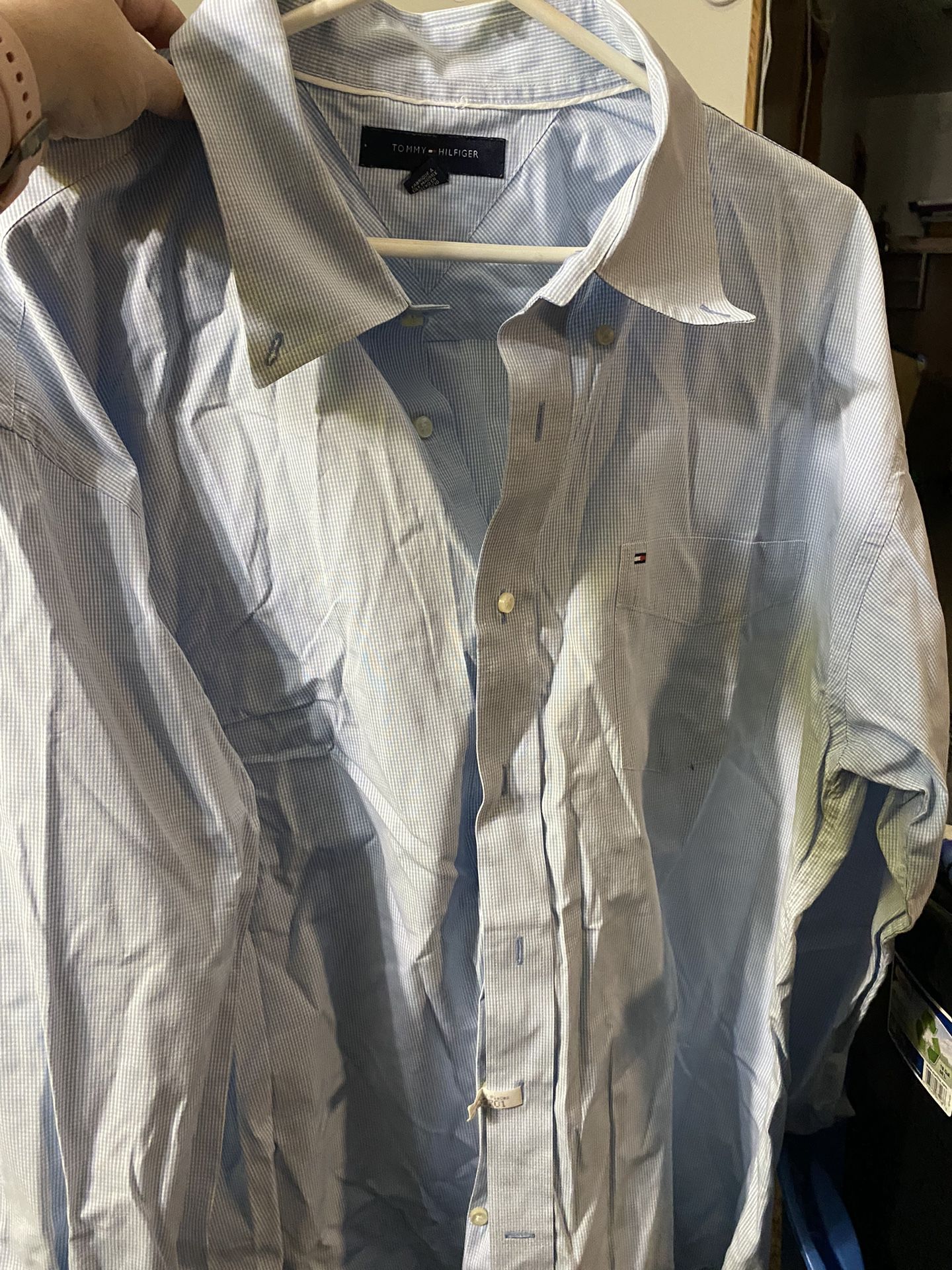 Blue and White XL Tommy Hilfiger Dress Shirt