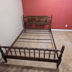Ethan Allen 1970s Solid Wood Queen Bed