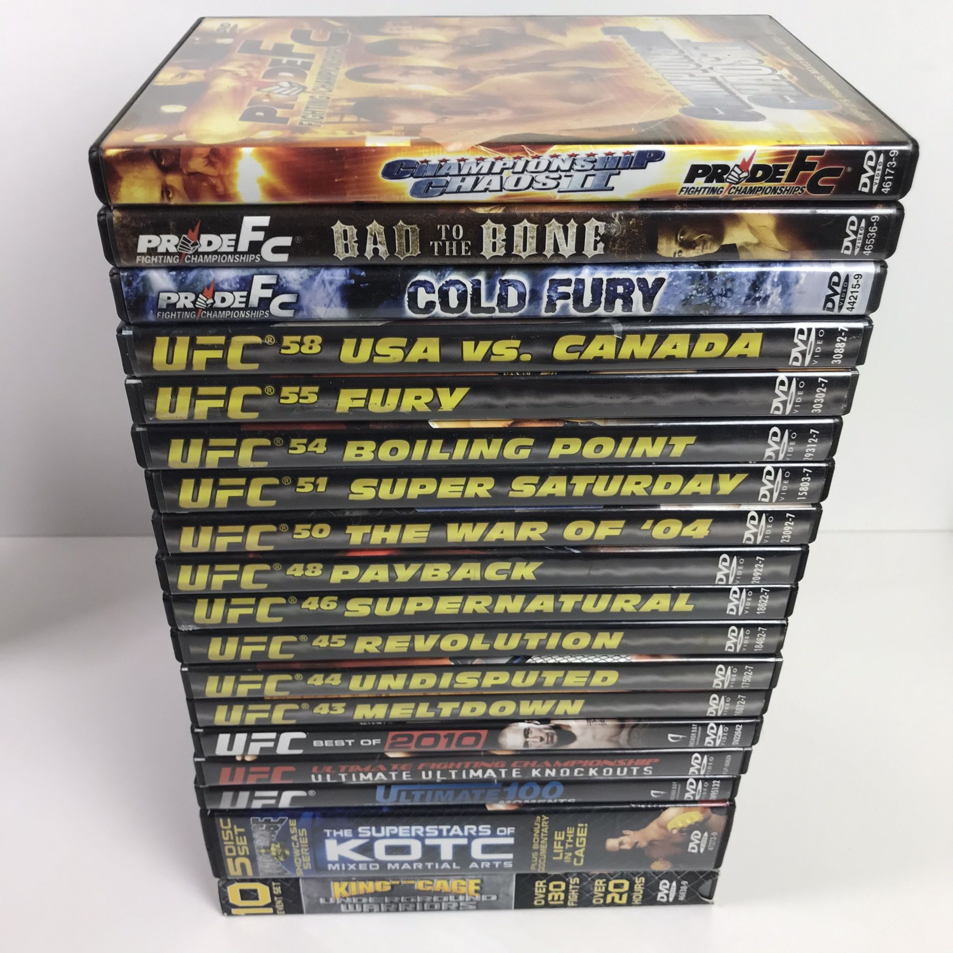 (18) UFC/MMA Mixed Martial Arts DVD Lot