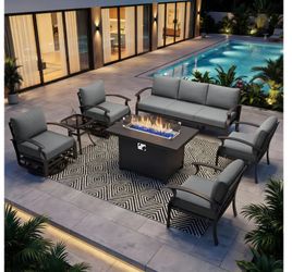 Patio conversation set with fire pit table