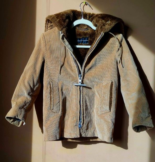 Saks Fifth avenue cardoroy sherpa Faux Fur Lined Hooded Jacket coat warm top Kids Children's Size 10