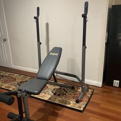 Adjustable Weight Bench With Legs Attachment And Squat Rack