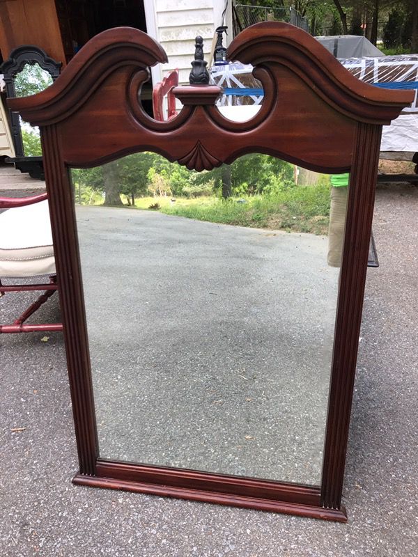 Large dark wood mirror