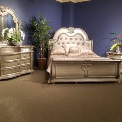 4PC King Bedroom Set W/ Marble Countertops 