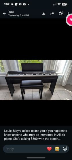 Yamaha P-125 portable digital piano & bench