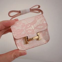 Mini Pink Lace Bag Charm – AirPods Pro Case / Coin Pouch 