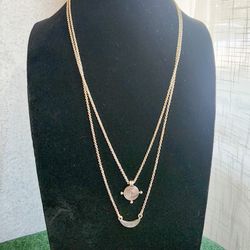 Lucky Brand Layered Pendant Necklace – Silver ToneLucky Brand Layered Pendant Necklace – Silver Tone