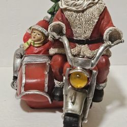 Vintage Santa Motorcycle W/ Sidecar  Biker 