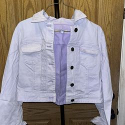 Platinum Chicos Size 0 (S) White Wash Platinum Denim Jeans Jacket Violet 