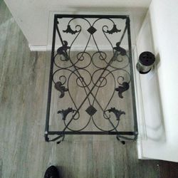 Metal Side Table W/ Top Glass 