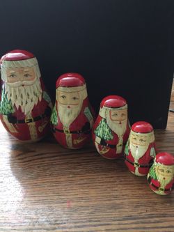 Santa Claus wooden Russian nesting doll