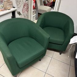 2 Green Chair, Very Good Condition  Used Normal Wear 