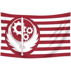 Brotherhood of Steel Fallout Red Flag Banner 3x5 feet Large Flag(Bright & Vibrant 150D Polyester,Brass Grommet)