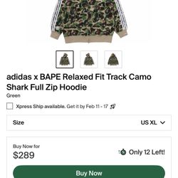 Bape x Adidas Full Zip Camo Hoodie