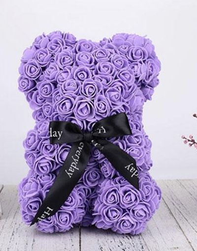 Purple Rose Bear 9in tall Perfect Gift Arts Crafts supplies