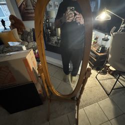Hivvago Oval Cheval Mirror in Oak Finish 5 Feet