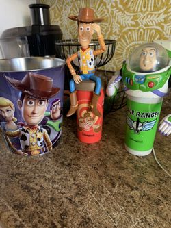 Toy story Disney resort cups and popcorn bucket