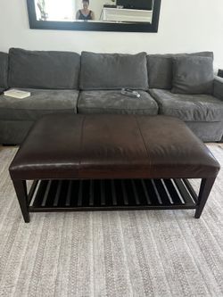 Leather ottoman Vintage Crate And Barrel
