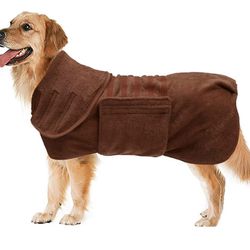 Brown Dog Drying Coat Dog Bathrobe Towel XL