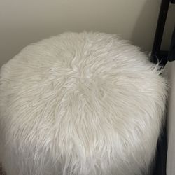 White Faux Fur Pouf/Ottoman (2 available)