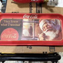 Vintage Retro Coca-Cola Tray Santa Christmas Collectible