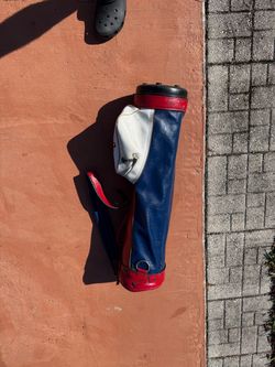 Retro golf bag with mixed clubs