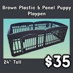 NEW Brown Plastic 6 Panel Puppy Playpen: Njft 