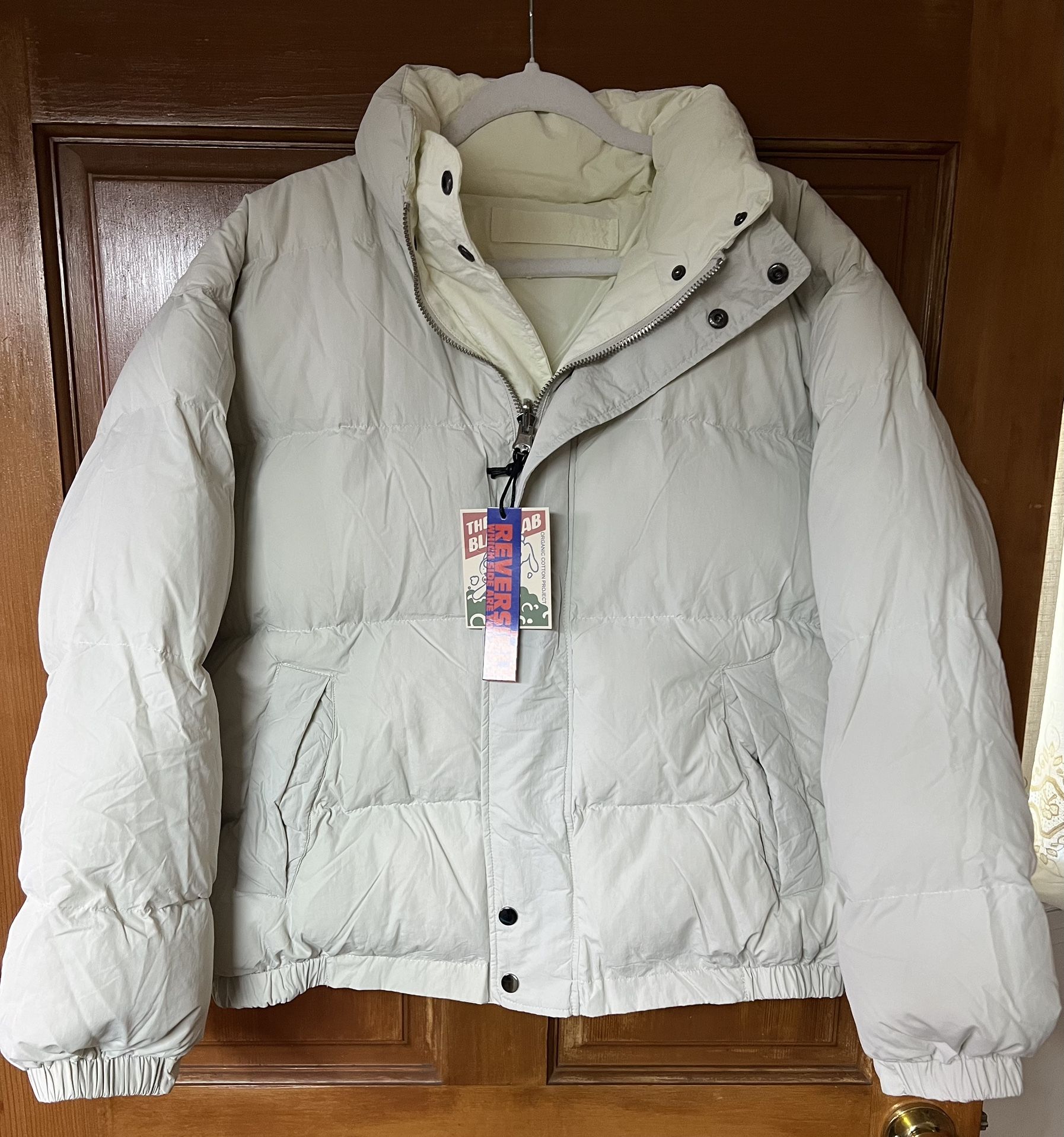 Women’s The Blank Lab Reversible Down Puffer Jacket Light Gray & Off White Large