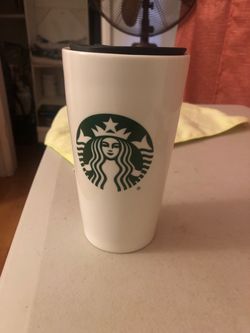 Starbucks White Ceramic Travel Tumbler