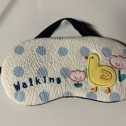 white and blue eye mask with cute duck design