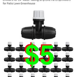 Drip Irrigation Fittings Three-Way Atomizing Nozzle 1/4 Inch, 25 Pcs Barbed Locked Micro Spray Irrigation Emitters for 1/4" Water Tubing, Drip Line Pa