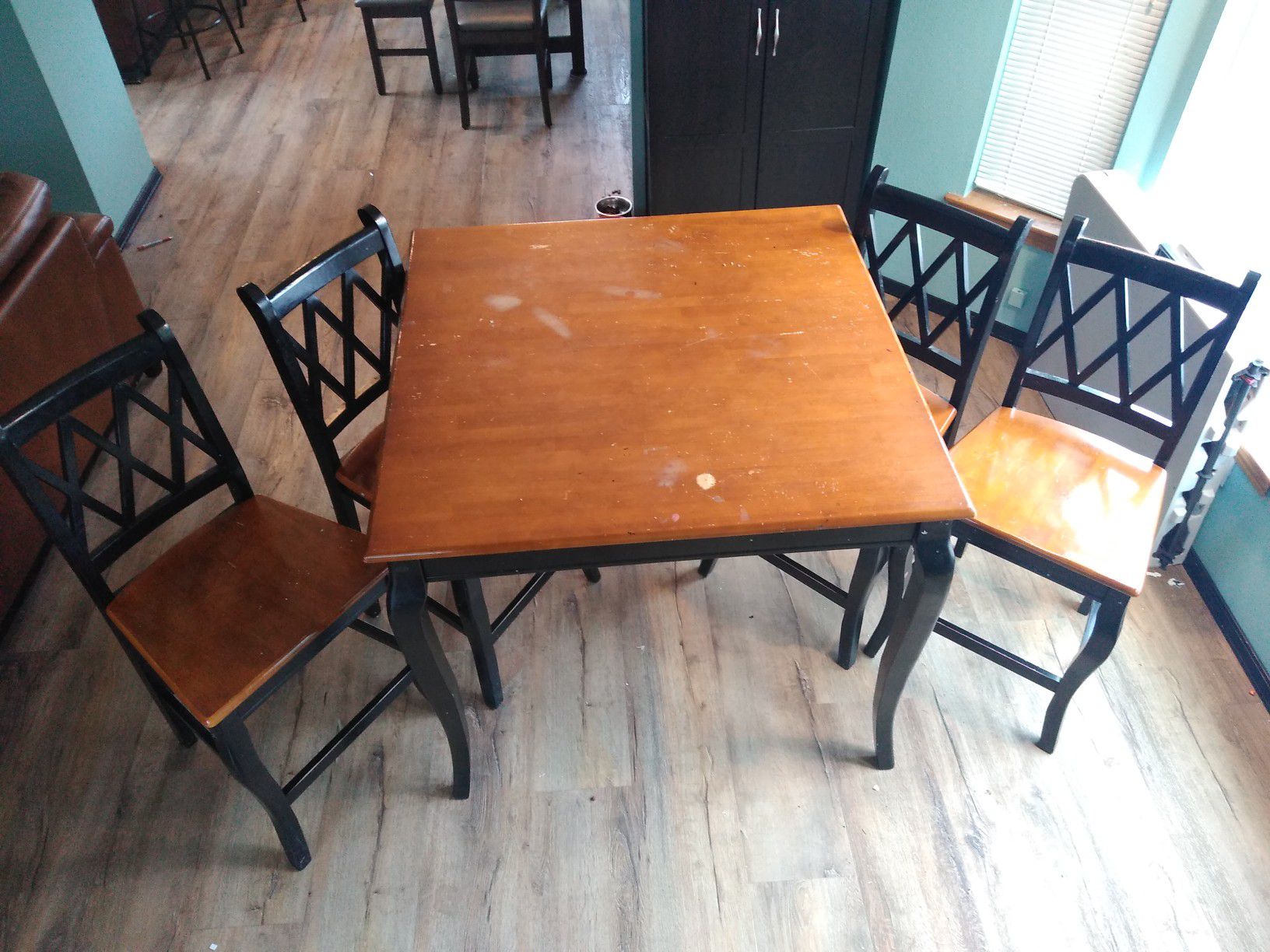 Table chairs, tall square,. Kitchen table dinning table