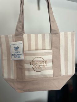 Trader Joe’s Striped Mini Canvas Tote Bag- Tan
