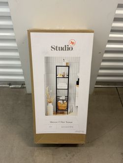     New Studio 3B Mercer 5 Tier Bathroom Storage Tower Shelf Black (2 Available)