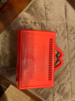 1988 red Mcdonalds lunch box and 2 partial 1984 McDonald LEGO game