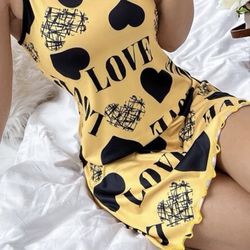 Yellow Love Printed Dress 