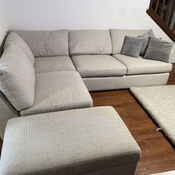 Crate and Barrel Couch and Storage Ottoman 