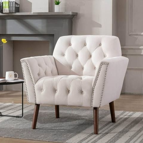 BFZ Single Sofa Mid-century Design Button-Tufted Accent Chair with Nail Arm and Thick Padded