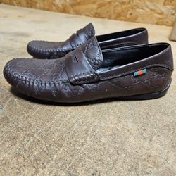 Men's Brown Gucci GG Logo Monogram Loafers
