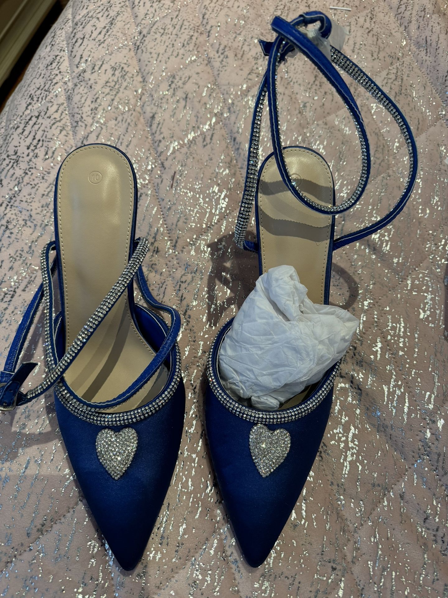 Blue Satin Heels